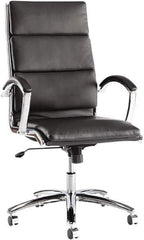 ALERA - 45-1/4" High High Back Chair - 24" Wide x 27-1/4" Deep, Leather Seat, Black - All Tool & Supply