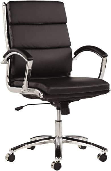 ALERA - 42-1/8" High Mid Back Chair - 24" Wide x 27-1/4" Deep, Leather Seat, Black - All Tool & Supply