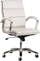 ALERA - 42-1/8" High Mid Back Chair - 24" Wide x 27-1/4" Deep, Faux Leather Seat, White - All Tool & Supply