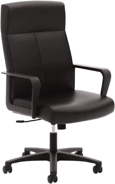 Basyx - 47" High Executive High Back Leather Chair - 25" Wide x 26-1/2" Deep, Soft Leather Seat, Black - All Tool & Supply