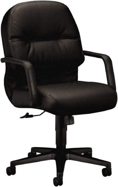 Hon - 41-3/4" High Managerial Mid Back Swivel/Tilt Chair - 26" Wide x 29-3/4" Deep, Leather, Memory Foam Seat, Black - All Tool & Supply