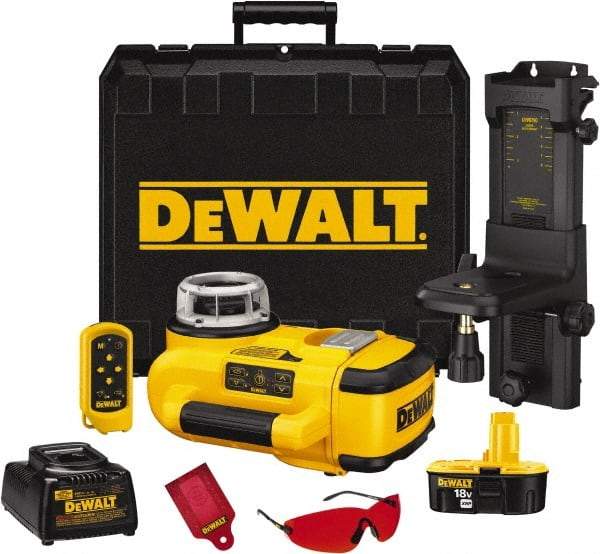 DeWALT - 1,500' Measuring Range, 1/8" at 100' Accuracy, Self-Leveling Rotary Laser - ±5° Self Leveling Range, 60, 250 & 600 RPM, 1 Beam, Lithium-Ion Battery Included - All Tool & Supply