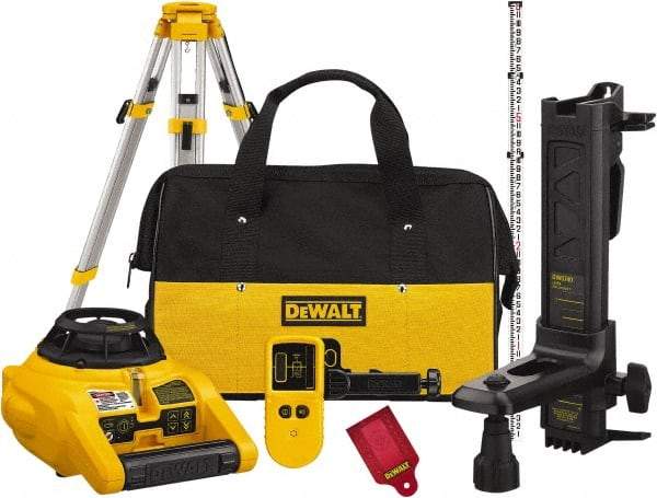 DeWALT - 1,000' Measuring Range, 1/4" at 100' Accuracy, Self-Leveling Rotary Laser - ±5° Self Leveling Range, 150, 300 & 600 RPM, 1 Beam, 2 D Alkaline Battery Included - All Tool & Supply