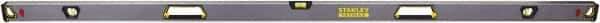 Stanley - 72" Long 3 Vial Box Beam Level - Aluminum, Black/Silver/Yellow, 1 Level & 2 Plumb Vials - All Tool & Supply