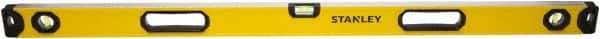 Stanley - 48" Long 3 Vial Box Beam Level - Aluminum, Yellow, 1 Level & 2 Plumb Vials - All Tool & Supply