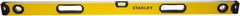 Stanley - 48" Long 3 Vial Box Beam Level - Aluminum, Yellow, 1 Level & 2 Plumb Vials - All Tool & Supply