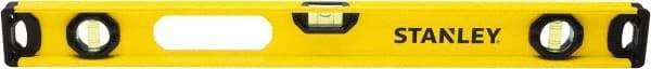 Stanley - 24" Long 3 Vial I-Beam Level - Aluminum, Yellow, 1 Level & 2 Plumb Vials - All Tool & Supply