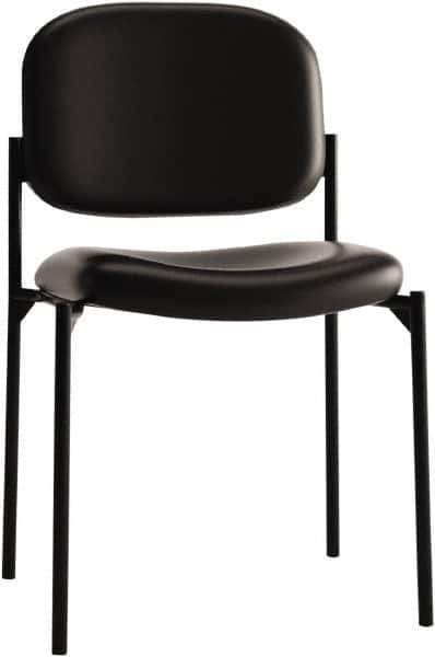 Basyx - Leather Black Stacking Chair - Black Frame, 21-1/4" Wide x 21" Deep x 32-3/4" High - All Tool & Supply