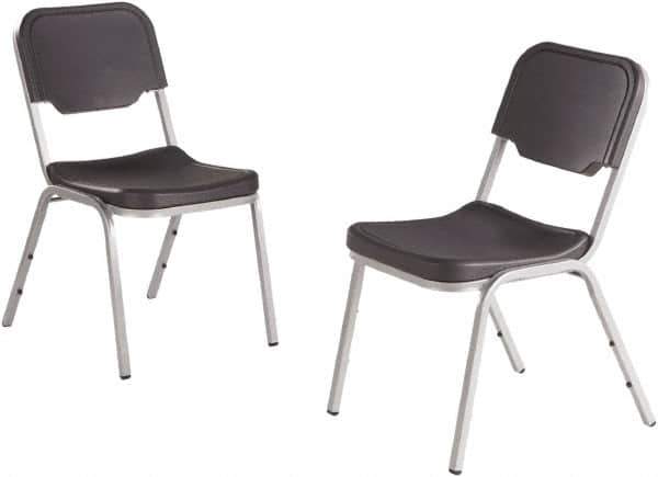 ICEBERG - Blow-Molded High-Density Polyethylene Charcoal Stacking Chair - Silver Frame, 17-1/2" Wide x 22-3/4" Deep x 32-1/4" High - All Tool & Supply