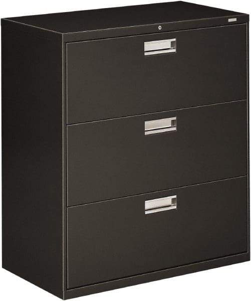 Hon - 36" Wide x 40.88" High x 19-1/4" Deep, 3 Drawer Lateral File - Steel, Charcoal - All Tool & Supply