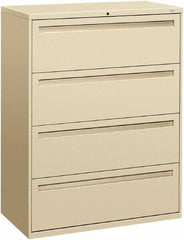 Hon - 42" Wide x 53-1/4" High x 19-1/4" Deep, 4 Drawer Lateral File - Steel, Putty - All Tool & Supply