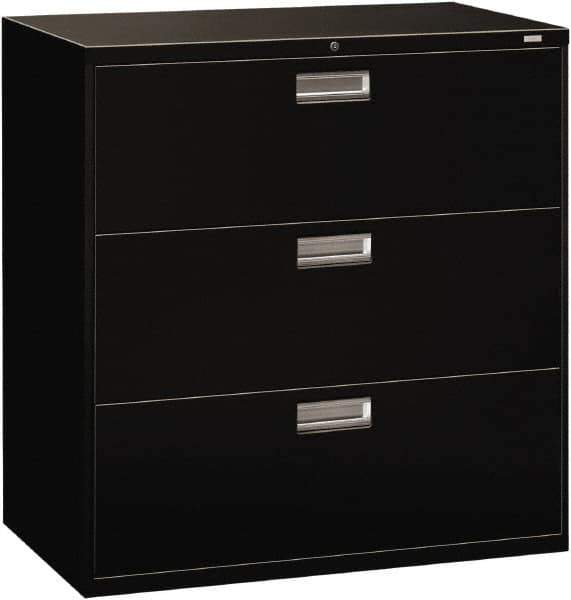 Hon - 42" Wide x 40.88" High x 19-1/4" Deep, 3 Drawer Lateral File - Steel, Black - All Tool & Supply