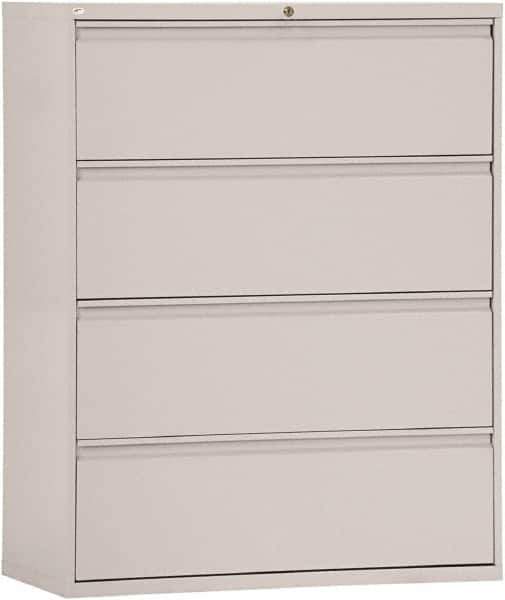 ALERA - 42" Wide x 53-1/4" High x 19-1/4" Deep, 4 Drawer Lateral File - Steel, Light Gray - All Tool & Supply