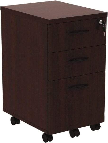 ALERA - 15.88" Wide x 28.38" High x 20-1/2" Deep, 3 Drawer Pedestal - Woodgrain Laminate, Mahogany - All Tool & Supply