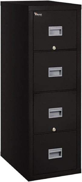 FireKing - 17-3/4" Wide x 52-3/4" High x 25" Deep, 4 Drawer Pedestal - Steel, Black - All Tool & Supply