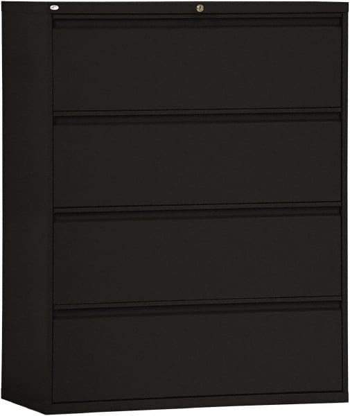 ALERA - 42" Wide x 53-1/4" High x 19-1/4" Deep, 4 Drawer Lateral File - Steel, Black - All Tool & Supply