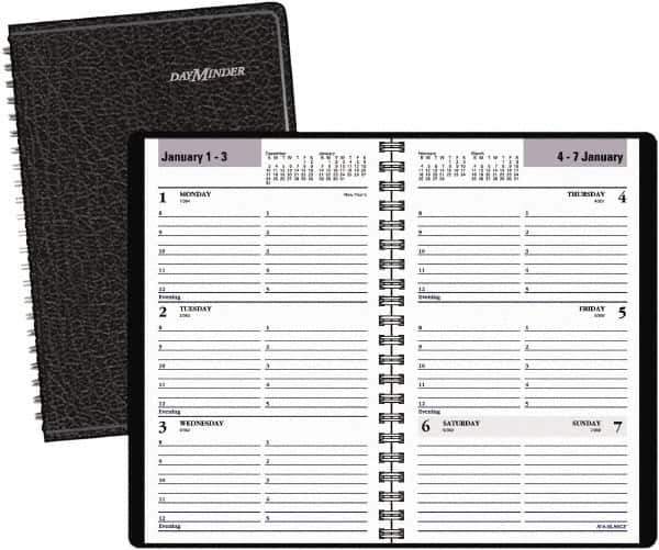 DayMinder - 26 Sheet, 4-7/8 x 8", Weekly Planner - Black - All Tool & Supply