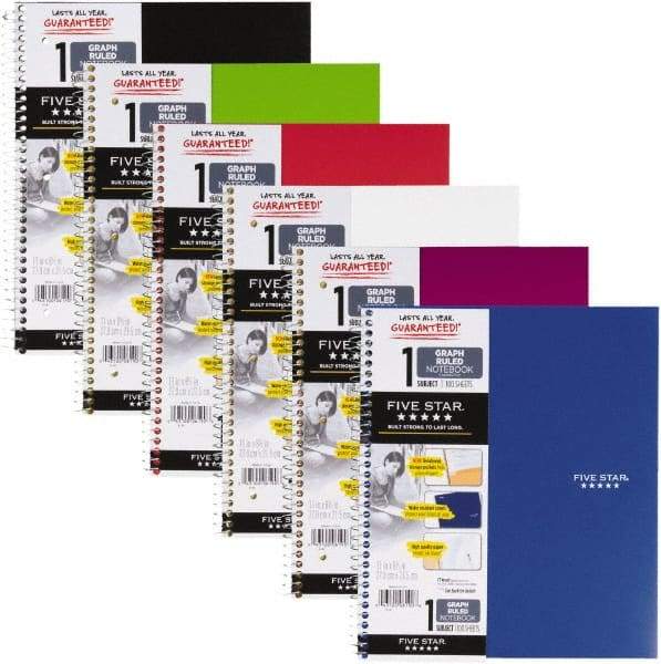 Five Star - 100 Sheet, 6 x 6", Quadrille Wire Bound Notebook - Assorted Colors - All Tool & Supply