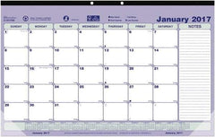 Brownline - 12 Sheet, 6-7/8 x 8-3/4", Desk Pad Calendar - Blue, White & Green - All Tool & Supply