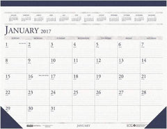 House of Doolittle - 12 Sheet, 8-1/2 x 11", Desk Pad Calendar - White & Blue - All Tool & Supply