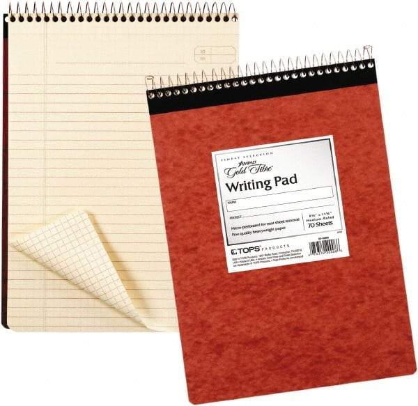 AMPAD - 70 Sheet, 6-7/8 x 8-3/4", Legal/Wide (Style) Wire Bound Notebook - Red - All Tool & Supply