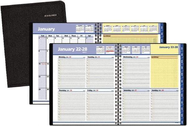 AT-A-GLANCE - 38 Sheet, 8 x 9-7/8", Weekly/Monthly Planner - Black - All Tool & Supply