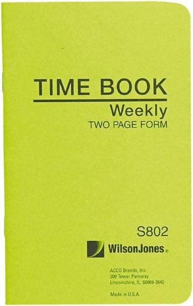 Wilson Jones - 36 Sheet, 4-1/8 x 6-3/4", Foreman\x92s Time Book - White - All Tool & Supply