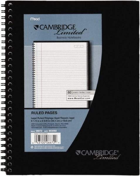 Cambridge - 80 Sheet, 4 x 8", Legal (Style) Meeting Notebook - Black - All Tool & Supply