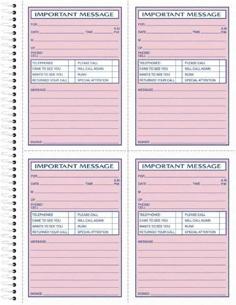 TOPS - 400 Sheet, 8-1/2 x 11-3/4", Telephone Message Book - Pink - All Tool & Supply