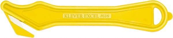 Klever Innovations - Recessed/Hook Blade Safety Cutter - 1-5/8" Carbon Steel Blade, Yellow Nylon Handle, 1 Blade Included - All Tool & Supply