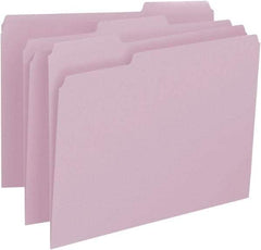 SMEAD - 8-1/2 x 11", Letter Size, Lavender, File Folders with Top Tab - 11 Point Stock, Assorted Tab Cut Location - All Tool & Supply