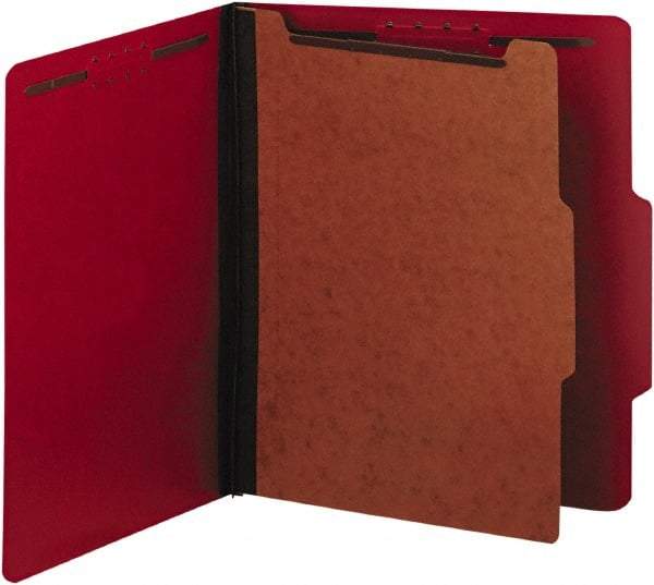 UNIVERSAL - 8-1/2 x 11", Letter Size, Ruby Red, Classification Folders with Top Tab Fastener - 25 Point Stock, Right of Center Tab Cut Location - All Tool & Supply