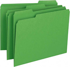 SMEAD - 8-1/2 x 11", Letter Size, Green, File Folders with Top Tab - 11 Point Stock, Assorted Tab Cut Location - All Tool & Supply