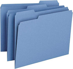 SMEAD - 8-1/2 x 11", Letter Size, Blue, File Folders with Top Tab - 11 Point Stock, Assorted Tab Cut Location - All Tool & Supply