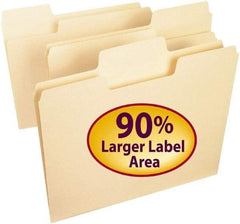 SMEAD - 8-1/2 x 11", Letter Size, Manila, File Folders with Top Tab - 11 Point Stock, Assorted Tab Cut Location - All Tool & Supply