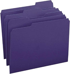 SMEAD - 8-1/2 x 11", Letter Size, Navy Blue, File Folders with Top Tab - 11 Point Stock, Assorted Tab Cut Location - All Tool & Supply