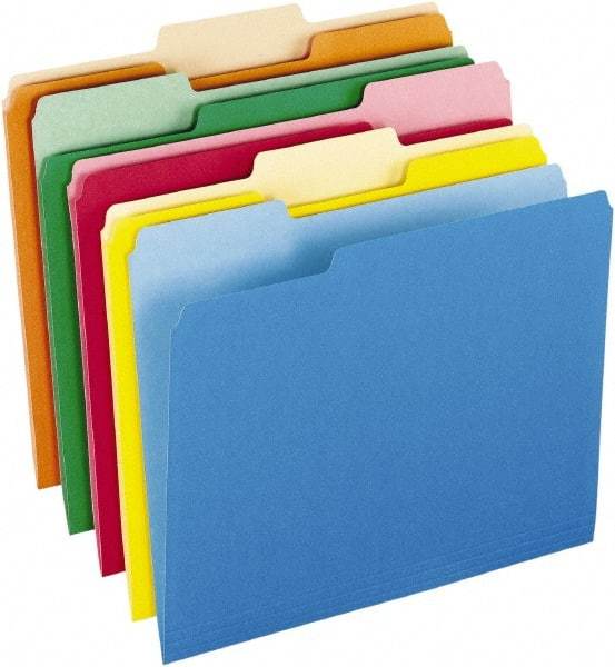 Pendaflex - 8-1/2 x 11", Letter Size, Assorted Colors, File Folders with Top Tab - 11 Point Stock, Assorted Tab Cut Location - All Tool & Supply