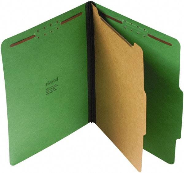 UNIVERSAL - 8-1/2 x 11", Letter Size, Emerald Green, Classification Folders with Top Tab Fastener - 25 Point Stock, Right of Center Tab Cut Location - All Tool & Supply