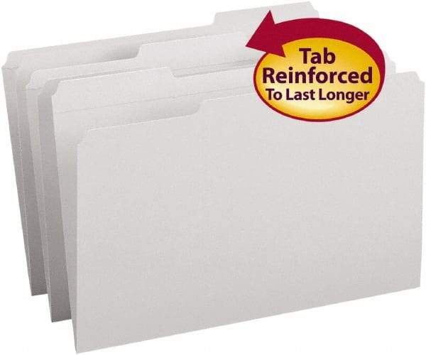 SMEAD - 9-1/2 x 14-1/2", Legal, Gray, File Folders with Top Tab - 11 Point Stock, Assorted Tab Cut Location - All Tool & Supply