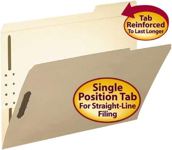 SMEAD - 8-1/2 x 11", Letter Size, Manila, File Folders with Top Tab - 11 Point Stock, 1/3 Tab Cut Location - All Tool & Supply