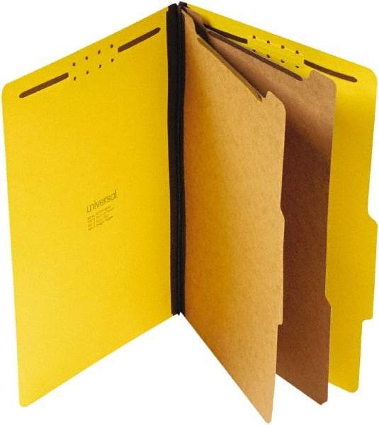 UNIVERSAL - 9-1/2 x 14-1/2", Legal, Yellow, Classification Folders with Top Tab Fastener - 25 Point Stock, Right of Center Tab Cut Location - All Tool & Supply