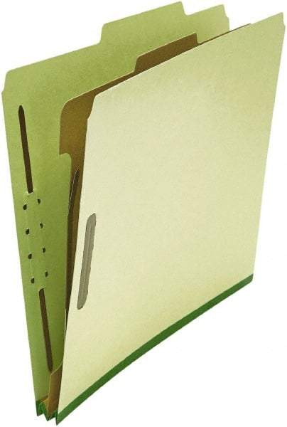 UNIVERSAL - 8-1/2 x 11", Letter Size, Green, Classification Folders with Top Tab Fastener - 25 Point Stock, Right of Center Tab Cut Location - All Tool & Supply