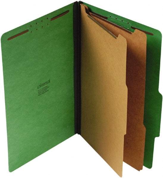 UNIVERSAL - 9-1/2 x 14-1/2", Legal, Emerald Green, Classification Folders with Top Tab Fastener - 25 Point Stock, Right of Center Tab Cut Location - All Tool & Supply