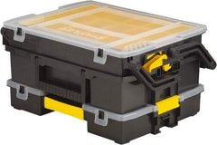 Stanley - 11-3/4" Wide x 5-3/8" High x 15-9/16" Deep, Small Parts Compartment Box - Plastic Frame, 12 Compartments, 5" High x 5" Deep Bin - All Tool & Supply