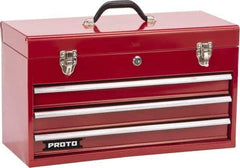 Proto - 1 Compartment 3 Drawer Tool Box - 20-3/16" Wide x 8-3/4" Deep x 11-3/4" High, Steel, Safety Red - All Tool & Supply