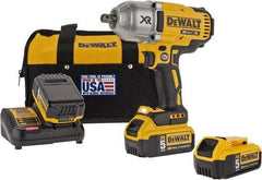 DeWALT - 1/2" Drive 20 Volt Mid-Handle Cordless Impact Wrench & Ratchet - 1,900 RPM, 0 to 2,400 BPM, 700 Ft/Lb Torque, 3 Lithium-Ion Batteries Included - All Tool & Supply