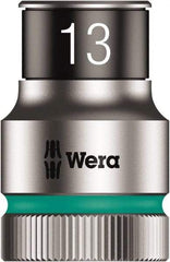 Wera - 10 Piece 1/2" Drive Thin Wall Standard Socket Set - 6 Points, 10 to 19mm, Metric Measurement Standard - All Tool & Supply