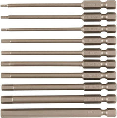 Wiha - 10 Piece, Tamperproof Hex Bit Set - 5/64 to 1/4" Hex, 1/4" Drive, Hex Security Point - All Tool & Supply