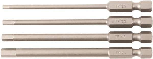 Wiha - 4 Piece, Bit Set - 1/4" Drive, Hex Point - All Tool & Supply