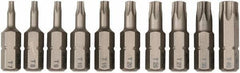 Wiha - 10 Piece, 1/4" Drive Screwdriver Insert Bit Set - T7 to T40 Torx - All Tool & Supply